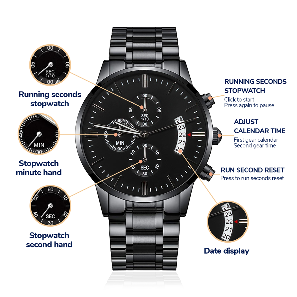 Customizable Engraved Black Watch for Men