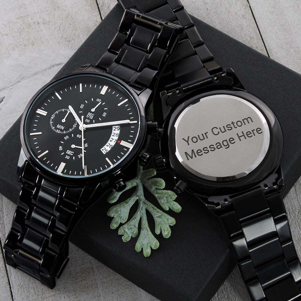 Customizable Engraved Black Watch for Men