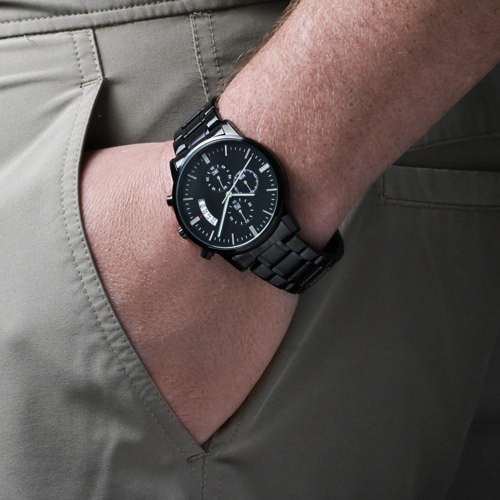 Customizable Engraved Black Watch for Men
