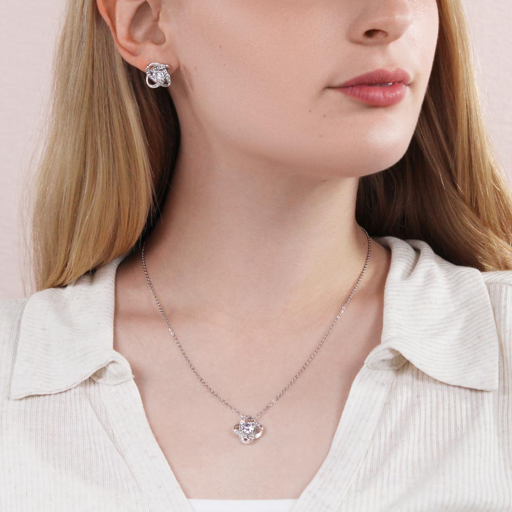 To My Beautiful Mom I'll Always Be Your Little Boy | Love Knot Necklace & Earring Set