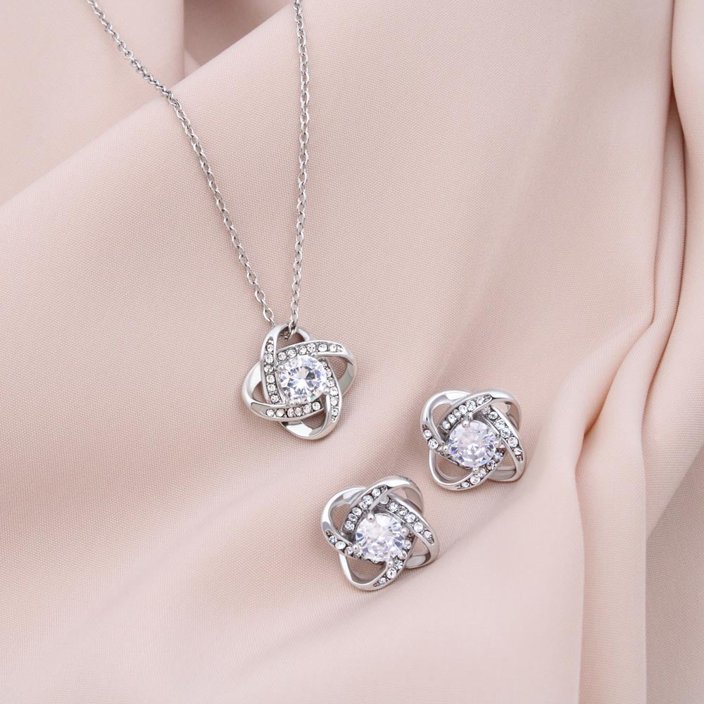 To My Beautiful Mom I'll Always Be Your Little Boy | Love Knot Necklace & Earring Set