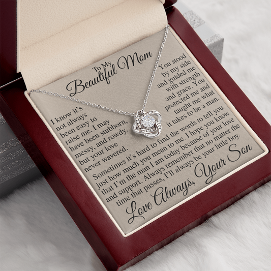 To My Beautiful Mom I'll Always Be Your Little Boy | Love Knot Necklace