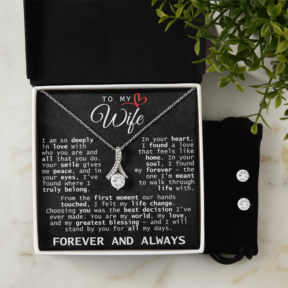 To My Wife Forever and Always | Alluring Beauty Necklace and Earring Set