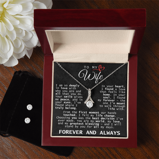 To My Wife Forever and Always | Alluring Beauty Necklace and Earring Set
