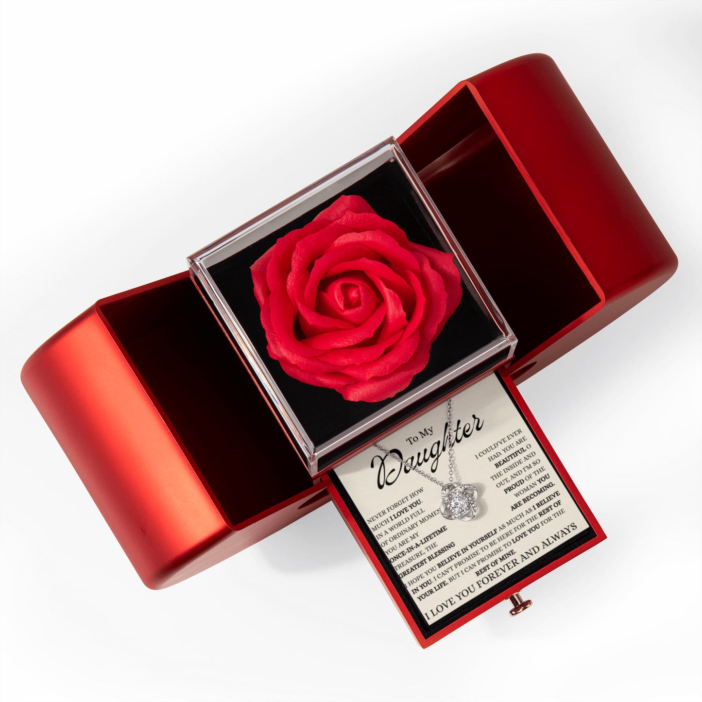 To My Daughter My Greatest Blessing | Love Knot Red Heart Rose Box