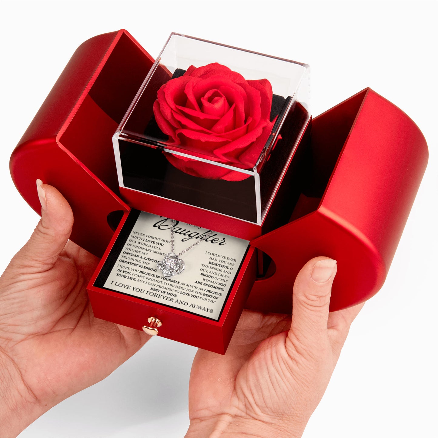 To My Daughter My Greatest Blessing | Love Knot Red Heart Rose Box