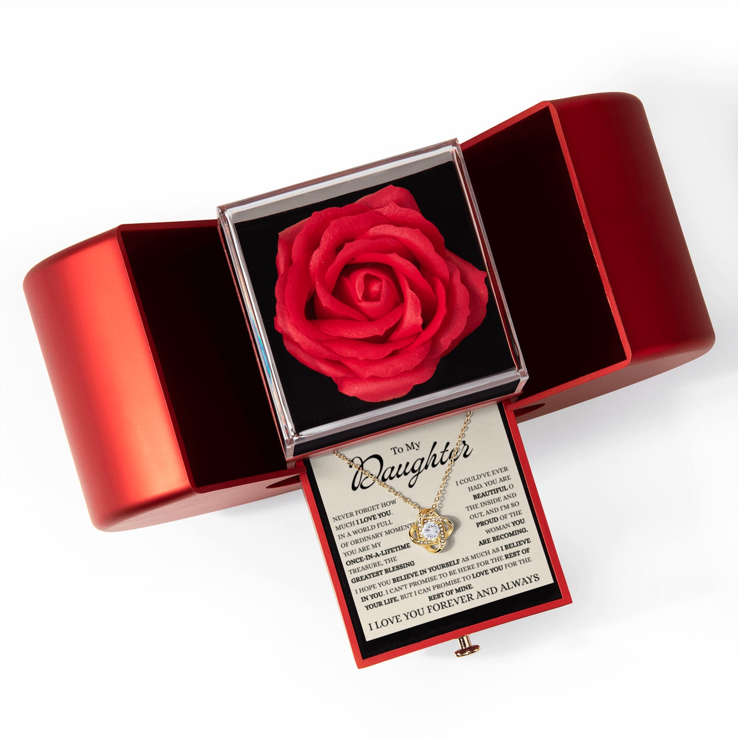 To My Daughter My Greatest Blessing | Love Knot Red Heart Rose Box